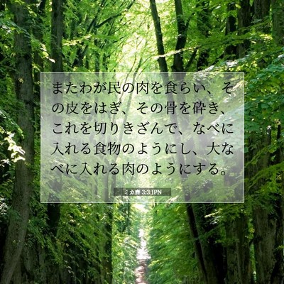 ミカ書 3:3 JPN 聖書の一節の画像