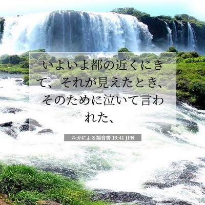 ルカによる福音書 19:41 JPN 聖書の一節の画像