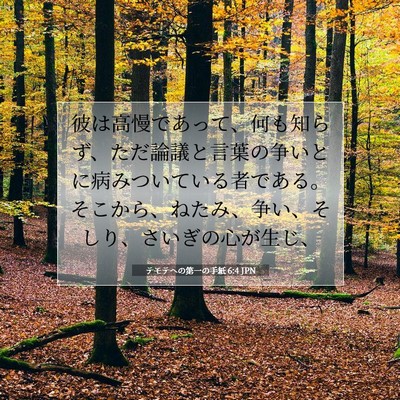 テモテヘの第一の手紙 6:4 JPN 聖書の一節の画像