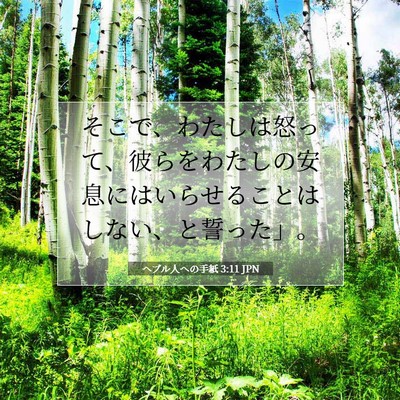 ヘブル人への手紙 3:11 JPN 聖書の一節の画像